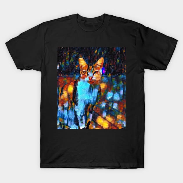 Abstract Colorful Cat Painting T-Shirt by SAM DLS